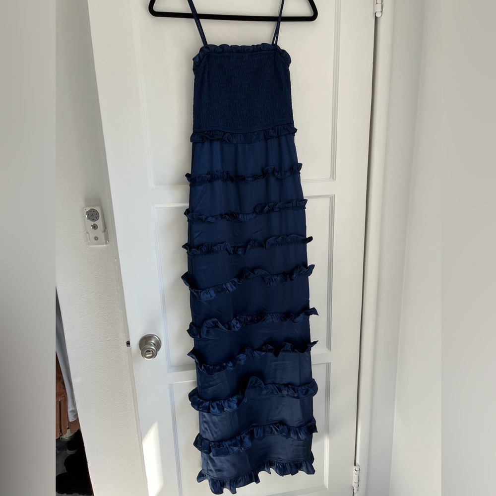 NWT Lulu's Deep Blue Dress with Ruffles